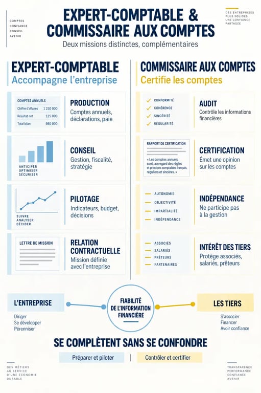 Expert comptable et commissaire au compte : comparaison des rôles, de l’indépendance et de la certification