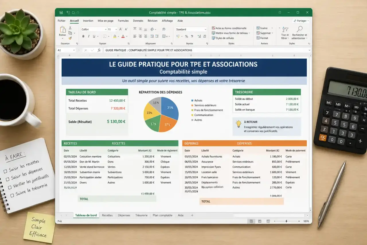 Créer un tableau Excel de comptabilité simple : le guide pratique pour TPE et associations