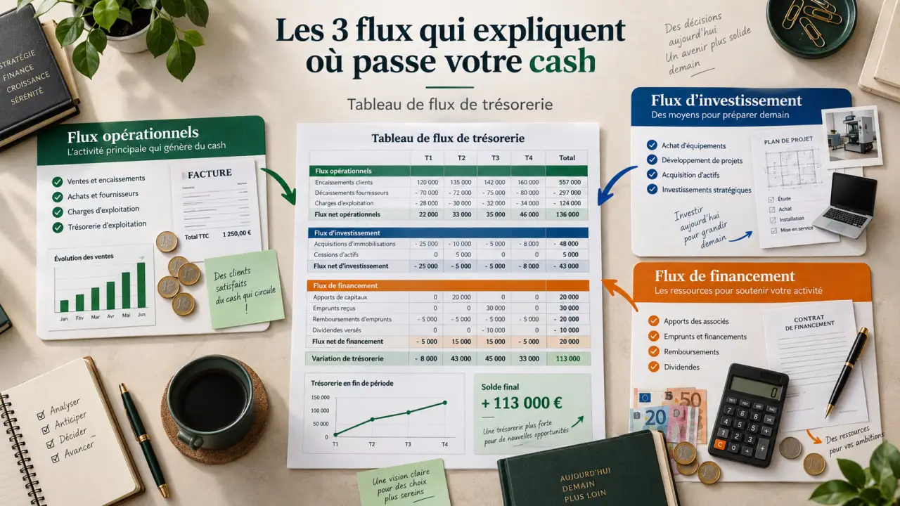 Tableau de flux de trésorerie : les 3 flux qui expliquent où passe votre cash
