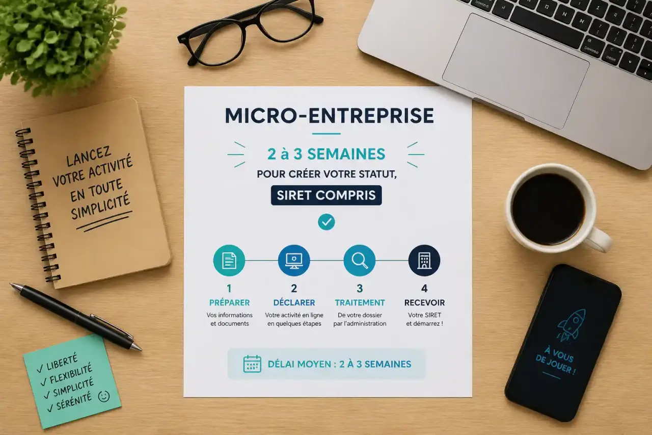 Micro-entreprise : 2 à 3 semaines pour créer votre statut, SIRET compris