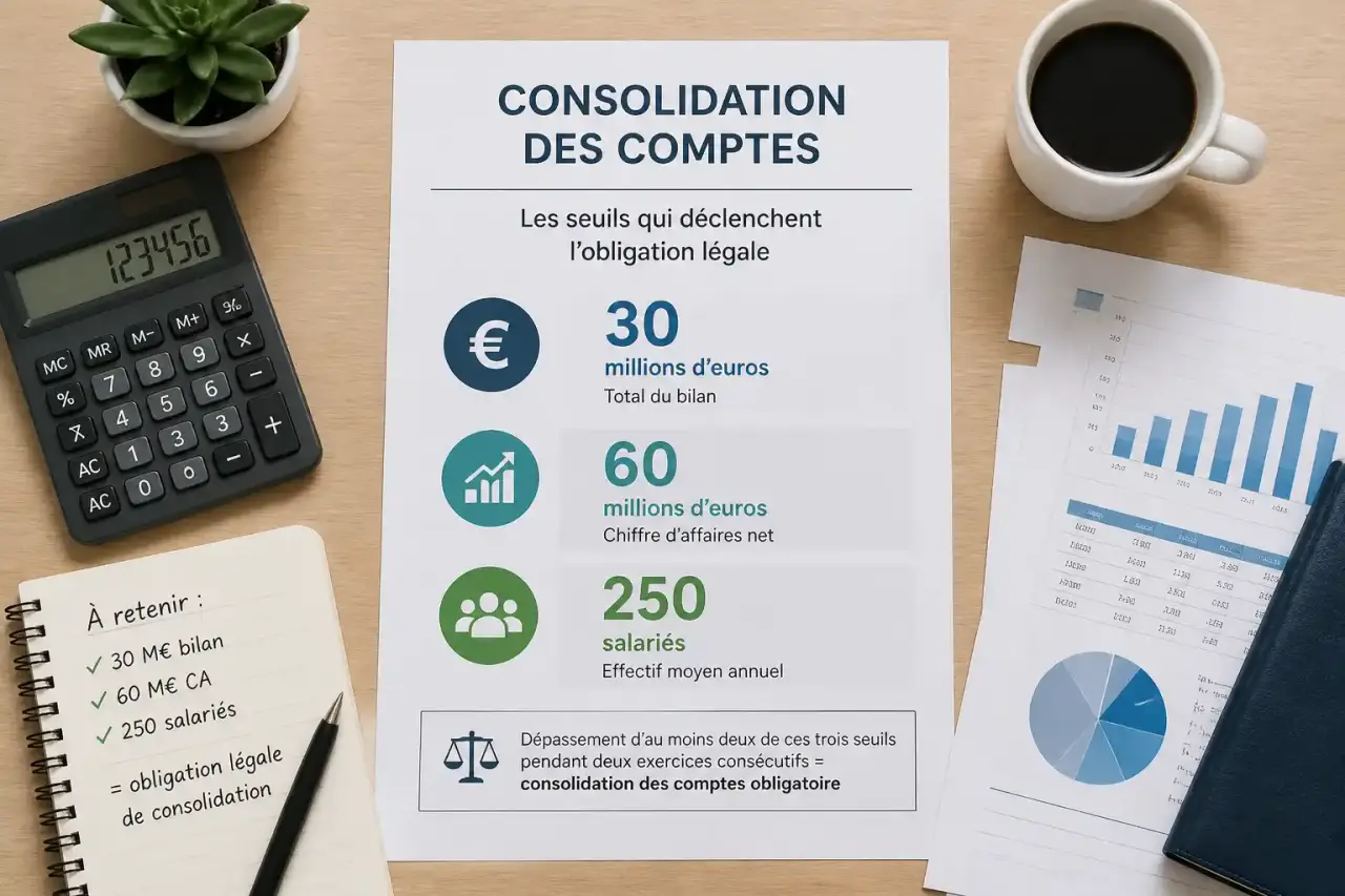 Consolidation des comptes : les seuils de 30, 60 millions d'euros et 250 salariés qui déclenchent l'obligation légale