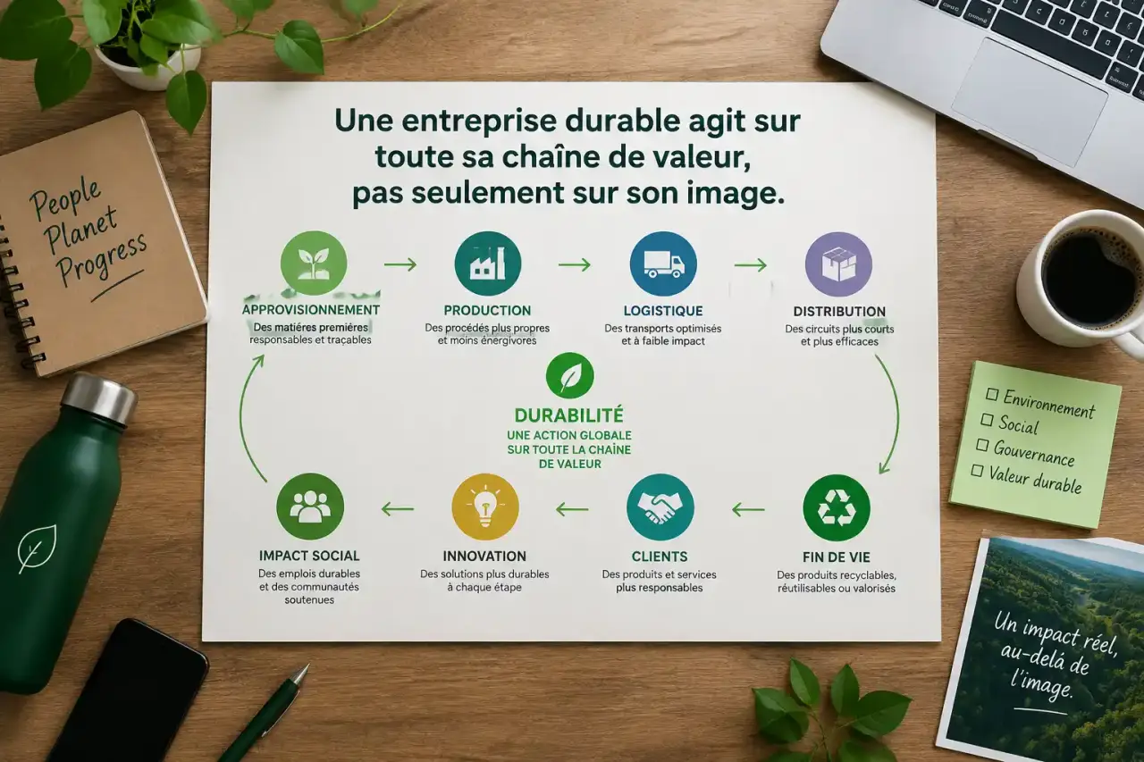 Une entreprise durable agit sur toute sa chaîne de valeur, pas seulement sur son image