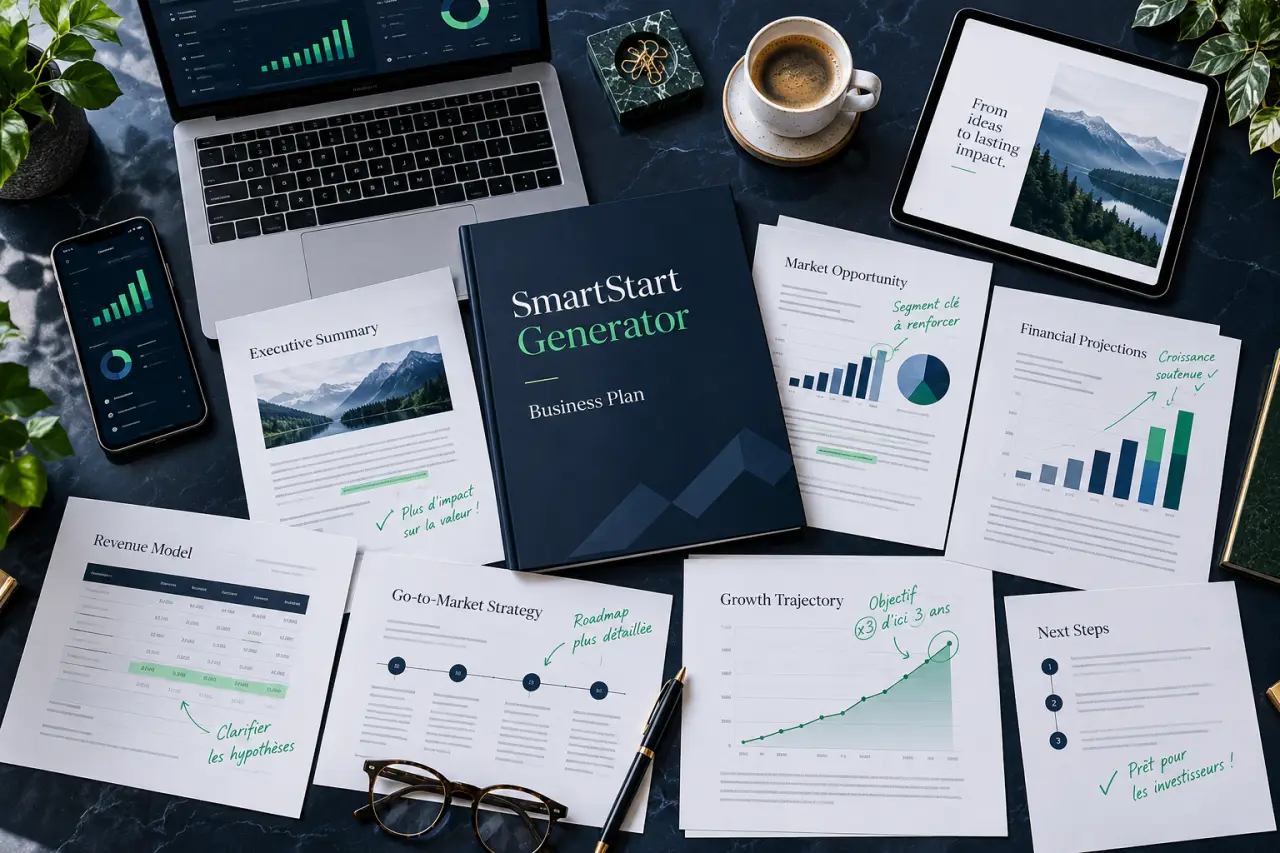 SmartStart Generator : avis sur le business plan généré, du premier jet au dossier investisseur