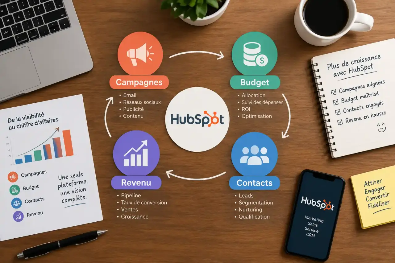 HubSpot en entreprise : relier campagnes, budget, contacts et revenu