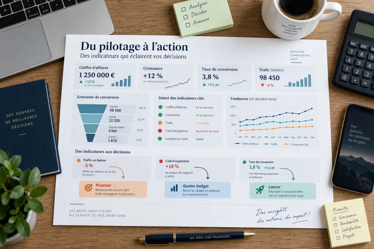 Un tableau de reporting efficace relie les KPI aux décisions