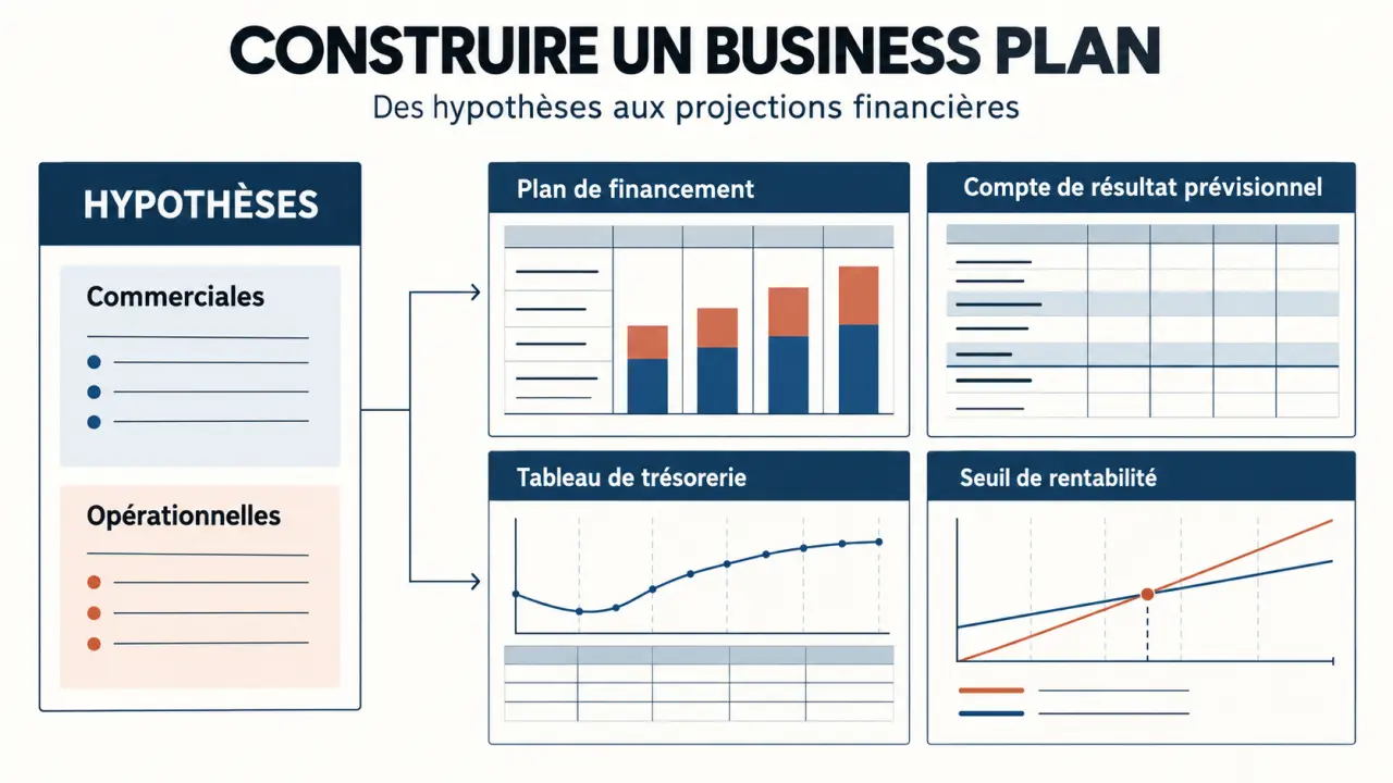 Business plan capalpha com : visualisation des quatre tableaux du prévisionnel financier