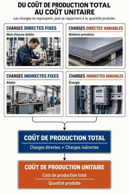 Infographie du coût de production total et du coût de production unitaire